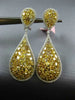 LARGE GIA 11.52CT WHITE & FANCY YELLOW DIAMOND 18K GOLD CLUSTER HANGING EARRINGS