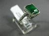 WIDE 1.92CT DIAMOND & AAA EMERALD 14KT WHITE GOLD FILIGREE HALO ENGAGEMENT RING