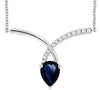 1.54CT DIAMOND & AAA SAPPHIRE 14KT WHITE GOLD 3D PEAR SHAPE V SHAPE FUN NECKLACE