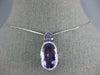 6.64CT DIAMOND & AAA AMETHYST 14KT WHITE GOLD OVAL & ROUND FUN FLOATING PENDANT