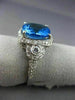 ESTATE 4.80CT DIAMOND & AAA BLUE TOPAZ 14K WHITE GOLD 3D FILIGREE HALO RING 2063