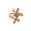 ESTATE .55CT DIAMOND 18KT YELLOW GOLD 3D CLASSIC DOUBLE CRISS CROSS CROSS RING