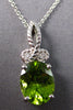 2.29CT DIAMOND & AAA PERDIOT 14KT WHITE GOLD OVAL & ROUND FUN FLOATING PENDANT