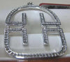 ESTATE .71CT DIAMOND 18KT WHITE GOLD DOUBLE BAR SEMI CIRCULAR FLEXIBLE PENDANT