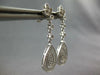 ESTATE .3CT DIAMOND 14KT WHITE GOLD 3D PAVE TEAR DROP FLOWER HANGING EARRINGS