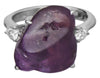 LARGE 17.7CT DIAMOND & AAA PURPLE SAPPHIRE 18KT WHITE GOLD 3D 3 STONE FUN RING