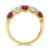 LARGE 3.07CT DIAMOND & AAA RUBY 14KT YELLOW GOLD ROUND 5 STONE ANNIVERSARY RING