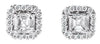 1.11CT DIAMOND 14KT WHITE GOLD 3D ROUND & ASSCHER CUT SQUARE HALO STUD EARRINGS