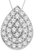 ESTATE 0.1CT DIAMOND 14KT WHITE GOLD 3D CLASSIC PAVE TEAR DROP FLOATING PENDANT