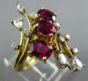 3.92CT DIAMOND & AAA RUBY 14KT 2 TONE GOLD MULTI SHAPE 3 STONE LEAF RING #26976