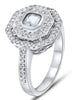 .68CT DIAMOND & AAA GREEN AMETHYST 14KT WHITE GOLD EMERALD CUT & ROUND LOVE RING