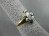 ANTIQUE WIDE .20CT DIAMOND & AAA WHITE QUARTZ 18K 2 TONE GOLD FLOWER RING #21715