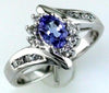 ESTATE .85CT DIAMOND & AAA TANZANITE 14KT WHITE GOLD 3D OVAL & ROUND FLOWER RING