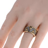 ESTATE WIDE 18KT YELLOW GOLD & 925 SILVER HANDCRAFTED FILIGREE ANNIVERSARY RING