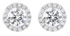 ESTATE 1.55CT DIAMOND 18KT WHITE GOLD ROUND CLASSIC SOLITAIRE HALO STUD EARRINGS