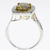 CERTIFIED 3.10CT WHITE & FANCY DEEP BROWN YELLOW DIAMOND 18KT 2 TONE GOLD RING