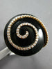 ESTATE EXTRA LARGE .57CT DIAMOND & AAA ONYX 14KT ROSE GOLD ROUND SWIRL FUN RING