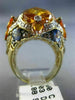 25.2CT WHITE CHOCOLATE FANCY DIAMOND AAA SAPPHIRE & CITRINE 14K YELLOW GOLD RING