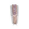 WIDE 1.78CT WHITE & PINK DIAMOND 18KT WHITE & ROSE GOLD 3 ROW ANNIVERSARY RING