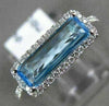 1.72CT DIAMOND & AAA BLUE TOPAZ 14KT WHITE GOLD 3D FILIGREE HALO ENGAGEMENT RING