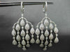 ANTIQUE LARGE 3.32CT DIAMOND 18K WHITE GOLD RAINDROP CHANDELIER HANGING EARRINGS