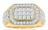 ESTATE LARGE 1.50CT DIAMOND 14KT 2 TONE GOLD 3D CLUSTER SQUARE OCTAGON MENS RING