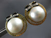 LARGE .22CT DIAMOND & AAA PEARL 18K YELLOW GOLD CIRCULAR CLIP ON EARRINGS #27180
