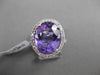 ESTATE LARGE 7.28CT DIAMOND & AAA AMETHYST 14KT WHITE GOLD 3D FILIGREE HALO RING