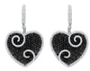 LARGE 5.23CT WHITE & BLACK DIAMOND 18KT WHITE GOLD 3D FILIGREE HANGING EARRINGS