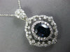 LARGE 4.7CT DIAMOND & AAA SAPPHIRE 14K WHITE GOLD OVAL FILIGREE FLOATING PENDANT