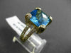 ESTATE LARGE 6.54CT DIAMOND & AAA EXTRA FACET BLUE TOPAZ 14K YELLOW GOLD 3D RING