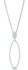 ESTATE .09CT DIAMOND 14KT WHITE GOLD CLASSIC OPEN OVAL PAVE FUN FLOATING PENDANT