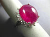 LARGE 11.52CT DIAMOND & AAA CABOCHON RUBY 14KT WHITE GOLD PRINCESS DIANA RING