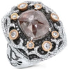 LARGE 5.10CT WHITE & ROSE CUT MOCHA DIAMOND 18KT 2 TONE GOLD 3D ENGAGEMENT RING