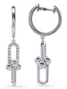 .16CT DIAMOND 14KT WHITE GOLD DOUBLE HORSESHOE LOVE KNOT HUGGIE HANGING EARRINGS