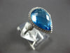 LARGE 5.26CT DIAMOND & AAA BLUE TOPAZ 14KT WHITE GOLD 3D PEAR SHAPE & ROUND RING