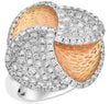 EXTRA LARGE 1.93CT DIAMOND 18KT WHITE & ROSE GOLD 3D MULTI LEAF CRISS CROSS RING