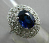 ESTATE LARGE 3.74CT DIAMOND & SAPPHIRE 14K WHITE GOLD HALO ENGAGEMENT RING 21528