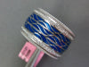 WIDE .45CT DIAMOND & BLUE ENAMEL 18KT WHITE GOLD ETERNITY COMFORT FIT FUN RING