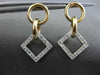 ESTATE .46CT DIAMOND 14K WHITE & YELLOW GOLD 3D CIRCLE & SQUARE HANGING EARRINGS