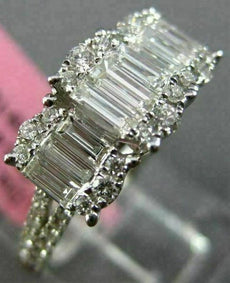 ESTATE .82CT DIAMOND 18K WHITE GOLD CLUSTER OVAL 3 STONE ETOILE ANNIVERSARY RING