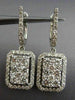 ESTATE 2.07CT DIAMOND 14K WHITE GOLD RECTANGULAR HUGGIE HANGING CLUSTER EARRINGS