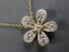 ESTATE LARGE .54CT DIAMOND 14KT YELLOW GOLD 3D CLASSIC FLOWER LOVE NECKLACE