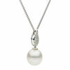 ESTATE .18CT DIAMOND & AAA SOUTH PEARL 18KT WHITE GOLD 3D PAVE TEAR DROP PENDANT