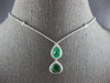 LARGE 2.4CT DIAMOND & AAA EMERALD 18K 2 TONE GOLD DOUBLE TEAR DROP LOVE NECKLACE