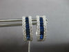 1.39CT DIAMOND & AAA SAPPHIRE 18KT WHITE GOLD 3 ROW HUGGIE HOOP HANGING EARRINGS