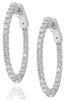 1.50CT DIAMOND 14KT WHITE GOLD 3D ROUND CLASSIC INSIDE OUT HOOP HANGING EARRINGS