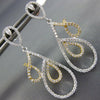 ESTATE LARGE .98CT DIAMOND 18KT 2 TONE GOLD TEAR DROP LOVE KNOT HANGING EARRINGS