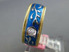 .08CT DIAMOND & BLUE ENAMEL 18K YELLOW GOLD MULTI LEAF ETERNITY ANNIVERSARY RING