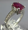 1.91CT DIAMOND & AAA RUBY 18K WHITE GOLD 3D CLASSIC OVAL & ROUND ENGAGEMENT RING